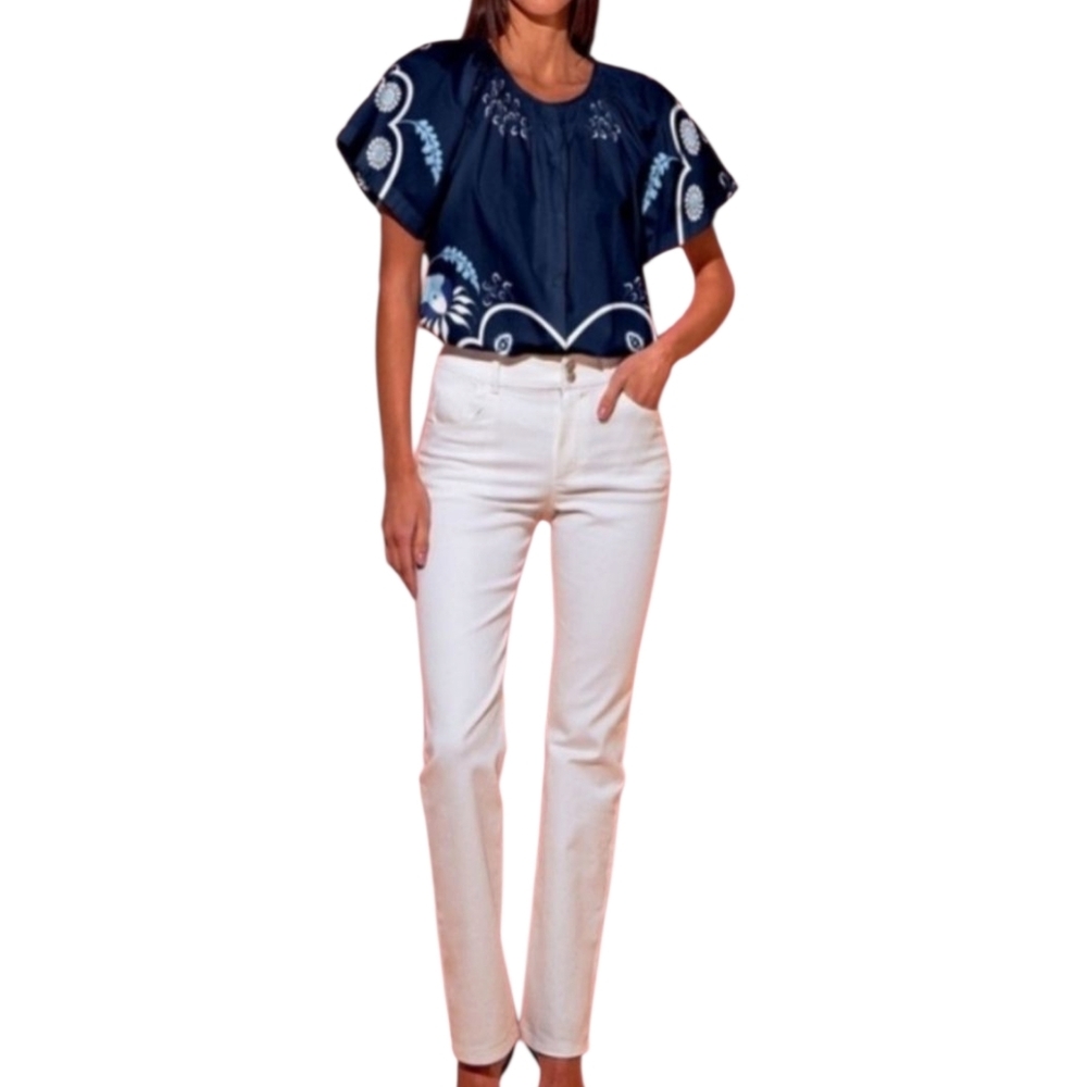 Tucker Silk Blend Floral Print Smocked Blouse - Women's